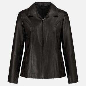East 5th Black Genuine Leather Coat Women's Medium Jacket Zip Front Edgy Grunge